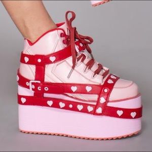 Yru bondage pink plateform sneakers